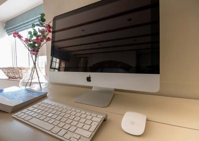 Writing desk area with Apple Mac